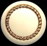 B11075 31mm Cream and Gilded Gold Button, Hole Built into the Back - Ribbonmoon