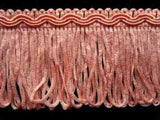 FT1876 52mm Peachy Coral Pink Looped Fringe on a Decorated Braid - Ribbonmoon