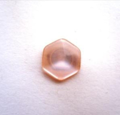 B14086 11mm Pinky Peach Pearlised Polyester Hexagonal Shank Button - Ribbonmoon