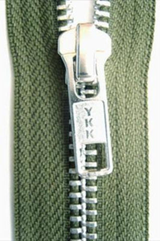 Z4787 YKK 36cm Green Nylon No.5 Open End Zip - Ribbonmoon