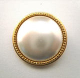 B15211 18mm Pearl and Gilded Gold Poly Shank Button - Ribbonmoon