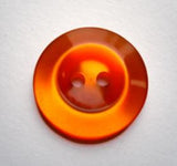 B17709 19mm Tonal Orange Marigold Pearlised Polyester 2 Hole Button - Ribbonmoon