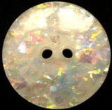 B15622 28mm Hologram Glitter under a Clear Surface 2 Hole Button - Ribbonmoon