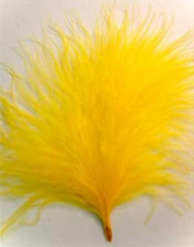 MARAB55 Sunshine Yellow Marabou Feathers, 20 per pack. 10cm x 15cm approx - Ribbonmoon