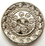 B9991 25mm Silver Gilded Poly Textured 2 Hole Button - Ribbonmoon