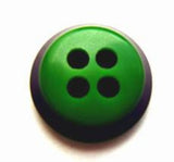 B7673 17mm Emerald Green-Black Chunky Soft Sheen 4 Hole Button