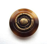 B14838 17mm Brass Metal Shank Button with a Tortoise Shell Rim - Ribbonmoon