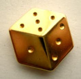 B9462 20mm Gold Metal Alloy Dice Design Shank Button - Ribbonmoon