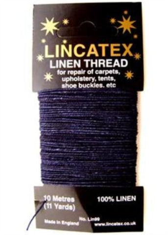 LINTHREAD Navy 100% Linen Thread. 10 Metre Card. - Ribbonmoon