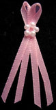 RB273  3mm Baby Pink Double Satin Ribbon Bow with Pearls.