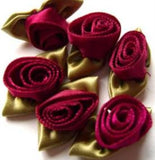 RB291 32mm Wine Satin Ribbon Rose - Ribbonmoon