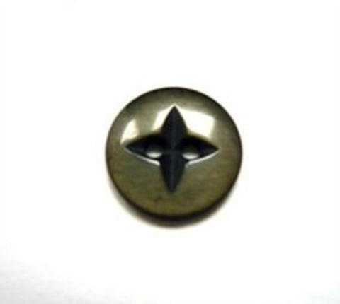 B11194 11mm English Forest Green Polyester Star 2 Hole Button