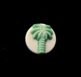 B14298 12mm Mint Green and White Matt Palm Tree Design Shank Button - Ribbonmoon