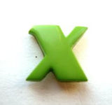 B7100 13mm Letter X Alphabet Shank Button Green