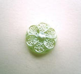 B14408 12mm Pearl Mint Green Flower Design Shank Button