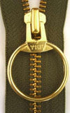 Z2853 YKK 30cm Olive Green Closed End No.5 Zip with Brass Teeth - Ribbonmoon