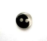 B2109 9mm Black and Clear, Subtle Glittery Shimmer 2 Hole Button - Ribbonmoon