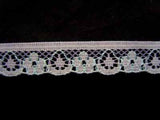 L338 15mm White and New Turquoise Flat Lace - Ribbonmoon