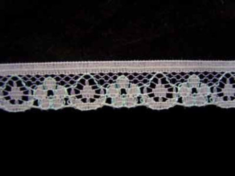 L338 15mm White and New Turquoise Flat Lace - Ribbonmoon
