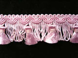FT553 35mm Pale Rose Pink Tassel Fringe on a Decorated Braid - Ribbonmoon