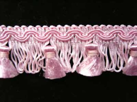 FT553 35mm Pale Rose Pink Tassel Fringe on a Decorated Braid - Ribbonmoon