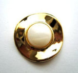 B14998 17mm Pearl White Half Ball Shank Button with a Gilded Poly Rim - Ribbonmoon