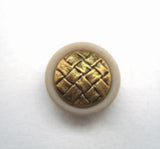 B14489 15mm Metal Brass Shank Button with a Matt Pale Ecru Rim - Ribbonmoon