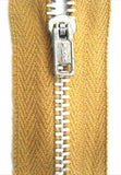Z4924 YKK 25cm Old Gold Pin Lock No.3 Closed End Zip, Metal Teeth - Ribbonmoon