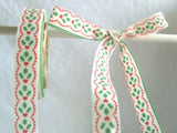 R2442 12mm Holly Christmas Design Ribbon, 100% Cotton - Ribbonmoon