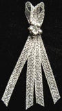 RB278 3mm Silver Metallic Lame Ribbon Bow with Pearls