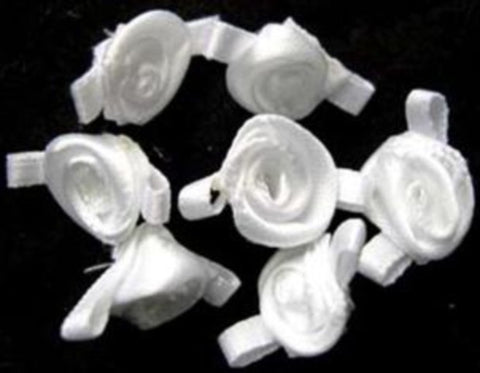 RB280 24mm White Satin Ribbon Rose Bud Bow