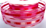 R7390 40mm Fuchsia Sheer Ribbon with Red and Pink Silk Banded Stripes