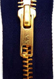 Z3749 YKK 23cm Deep Rich Navy Closed End No.5 Zip with Brass Teeth - Ribbonmoon