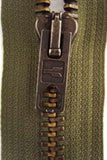 Z3339 60cm Deep Army Green Brass Teeth No.7 Open End Zip - Ribbonmoon