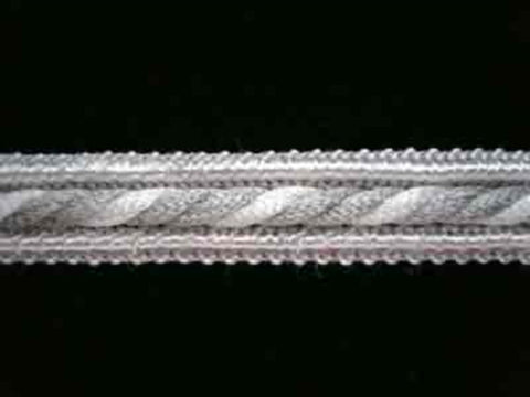 FT842 10mm Silver Grey-White Banded Centre Cord Braid Trimming