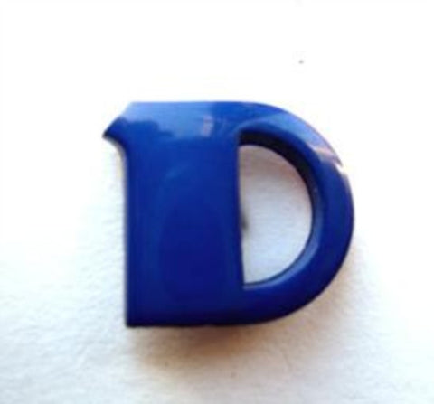 B7030 16mm Letter D Alphabet Shank Button Royal Blue