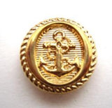 B14964 18mm Gilded Gold Poly Shank Button, Anchor Design - Ribbonmoon