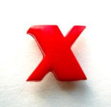 B7106 13mm Letter X Alphabet Shank Button Red