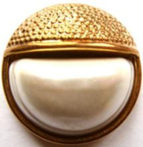 B9188L 24mm Antique Copper Gilded Poly and Pearl Chunky Shank Button