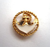 B14565 15mm Faux Enamel and Gilded Gold Poly Anchor Shank Button - Ribbonmoon