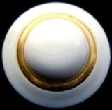 B6572 28mm White and Gold Heavily Domed Centre Shank Button - Ribbonmoon