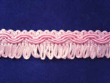 FT133 18mm Pink and Rose Pink Looped Fringe on a Decorated Braid - Ribbonmoon