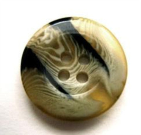 B11363 20mm Bone White, Black and Honey 4 Hole Button - Ribbonmoon