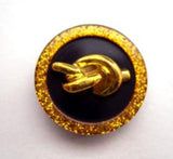 B14922 18mm Black and Gilded Gold Poly Shank Button - Ribbonmoon