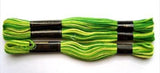 S014 8 Metre Skein Varigated Green Cotton Embroidery Thread, 6 Strand Colourfast - Ribbonmoon
