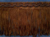 FT416 8cm Dark Brown Looped Fringe on a Decorated Braid - Ribbonmoon