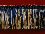 FT1996 38mm Navy and Honey Gold Cut Ruched Fringing - Ribbonmoon