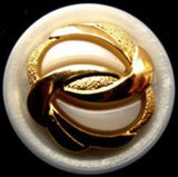 B12533 25mm Pearl and Gilded Gold Poly Shank Button - Ribbonmoon