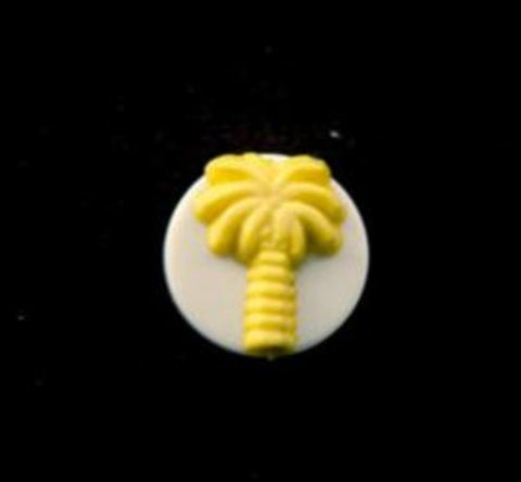 B14233 12mm Yellow and White Matt Palm Tree Design Shank Button - Ribbonmoon
