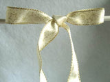 R5144 16mm Ivory Cream Satin Ribbon with a Metallic Print Design - Ribbonmoon